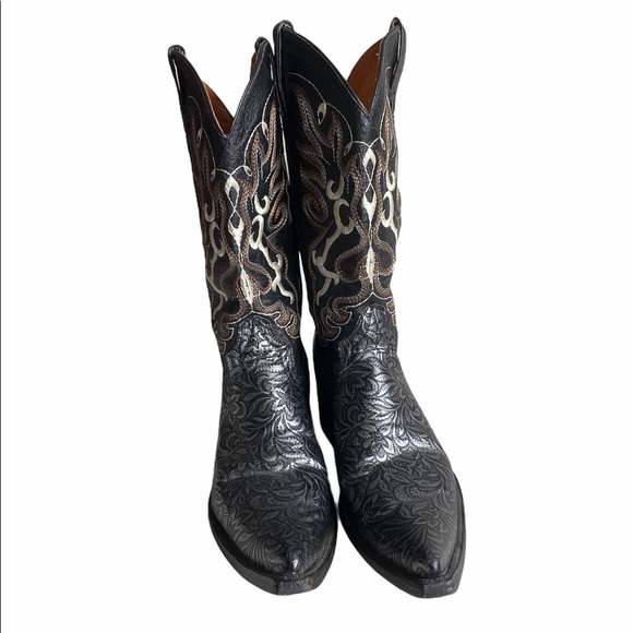 Custom E Fernandez Black and Silver Cowboy Boots - Picture 4 of 11